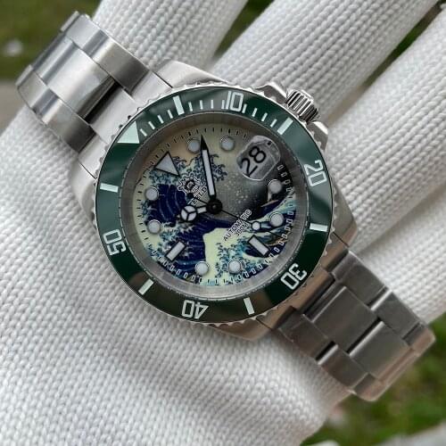 Steeldive SD1953J Dive Abalone Watch Full Luminous Kanagawa Surfing Dial NH35 Automatic Mechanical Men Watch Sapphire 300M Diver