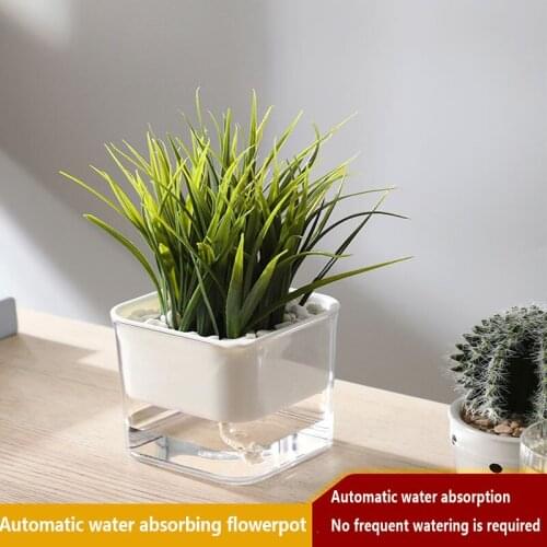 Flower Pot Automatic Water Absorption Pots Green Plants Cachepot For Flowers Hydroponic Flowerpot Simple And Transparen