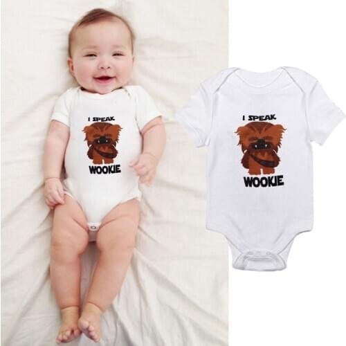 Newborn Baby Boy Girl Romper Letter I SPEAK WOOKJE Costumes Onesie Infant Cute Cotton One-pieces Outfits Kids Clothing