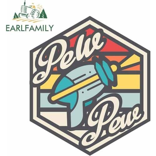 EARLFAMILY 13cm x 11cm For Retro Pew Pew Fine Decal Motorcycle Car Stickers Waterproof Auto Air Conditioner Decoration