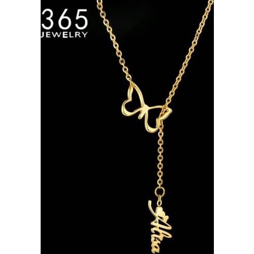 Names Butterfly Customized Name Necklace Custom Namplate Necklace New Fashion Collares Personalized Jewelry Girl Gift For Party