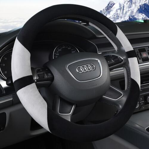 KKYSYELVA Warm Fur Car steering wheel cover Winter Woolen Interior Accessories 38cm wool Auto Steering-wheel Covers