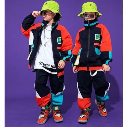 Childrens Boys Girls Clothing Sets Sportwear Jacket Pant Tracksuits Kids Streetwear Hip Hop Splice Coat Sweatpants Trousers