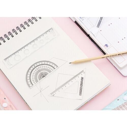 4pcs Set Ruler Korean Cartoon Hippo Students Office Suite Rulers Set Student Stationery Ruler Custom Wholesale