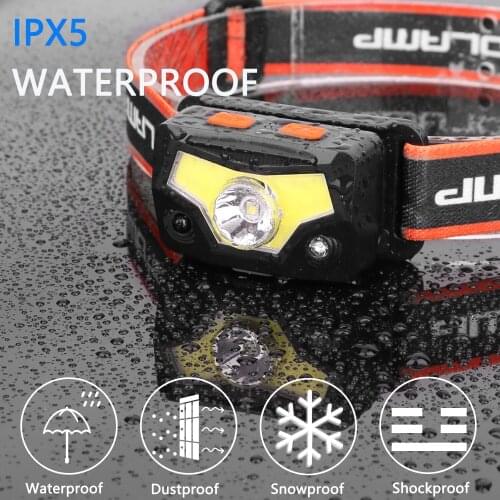 Motion Sense Control LED Headlamp 7 Modes Torch Flashlight 90° Rotation Camping Light USB Charging Car Repair Light XPG+COB