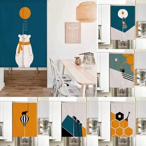 Cartoon Bedroom Partition Fabric Curtain Kitchen Half Panel Curtain Doorway Hanging Curtain Geomantic Curtain