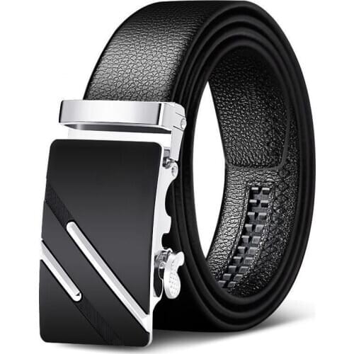 Mens soft belt automatic buckle belt imitation leather youth business pants all-match