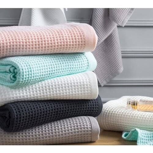 Soft Cotton Bath Towel for Adults Super Absorbent Waffle Bathroom Shower Towel Set Solid Color Plaid Face Care Towel Hand Towel