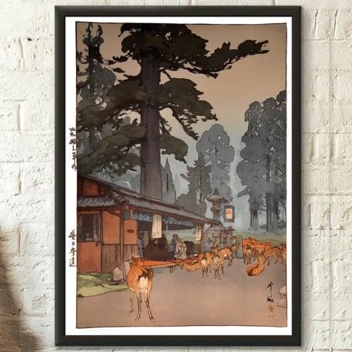 Wall Art Way to the Kasuga Shrine Canvas Painting Modular Japan Ukiyo-e Kumoi Sakura Pictures Home Decor Hiroshi Yoshida Poster