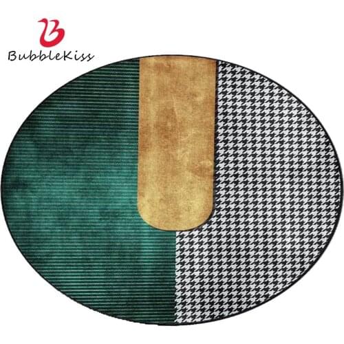 Bubble Kiss Green Round Carpet Geometric Patterns Rugs And Carpets For Modern Living Room Anti-Wrinkle Home Bedside Area Rugs