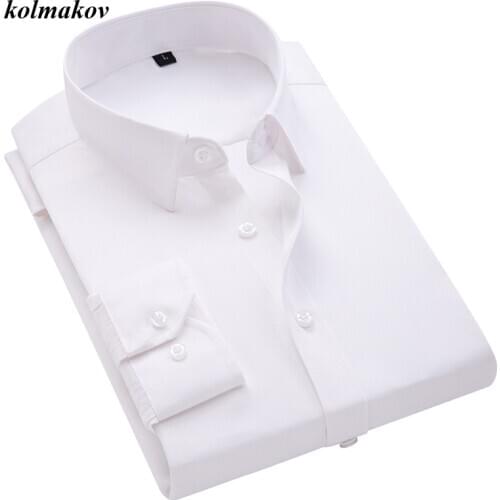 2020 New Arrival Style Men Boutique Business Casual Long Sleeve Shirt High Quality Solid Dress Shirts Mens Slim Shirts M-5XL