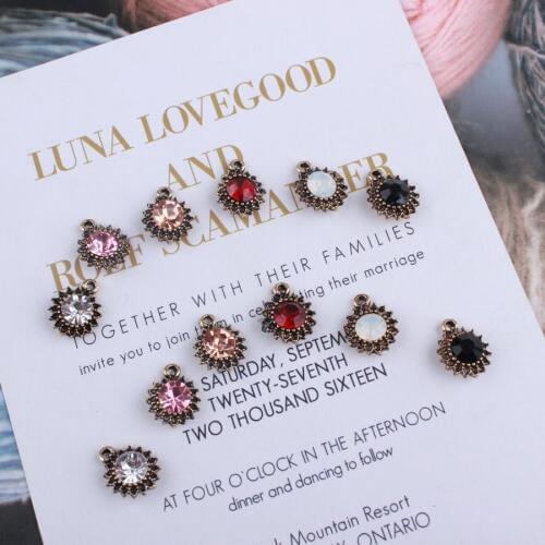 20pcs/lot New Arrival Sunflower Shape With Rhinestone Pendant Charms For Fashion Jewelry DIY Bracelet&Earring Accessories