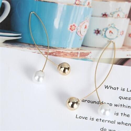 New Cross Imitation Pearl Earrings Long Simple Fashion Earrings Women Wedding Jewelry Boucles D'oreilles Pour Les Femmes
