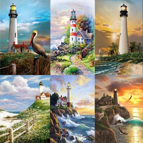 New product 5D Diamond Painting Lighthouse Picture Of Rhinestone Full Square Diamond Embroidery Landscape Cross Stitch Wall Art