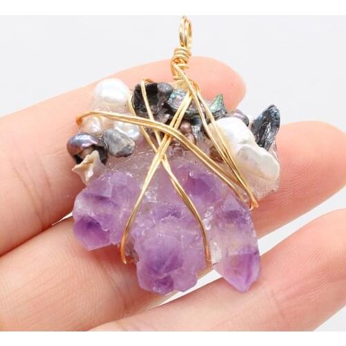 New Style Fashion Pendant Natural Stone Amethyst Irregular Winding Pearl For Jewelry Making DIY Necklace Bracelet Accessory