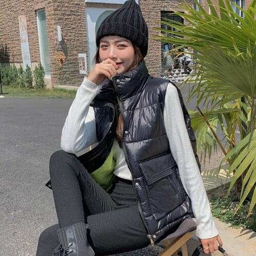 Autumn Winter Women Waistcoat Vest 2021 New Casual Solid sleeveless pockets Thick Warm padded Vest Coat Casual female Vest