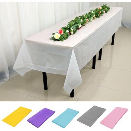 137x274cm Plastic Disposable Tablecloth Solid Wedding Birthday Party White Pink Table Cover Hotel Banquet Rectangular Desk Cloth