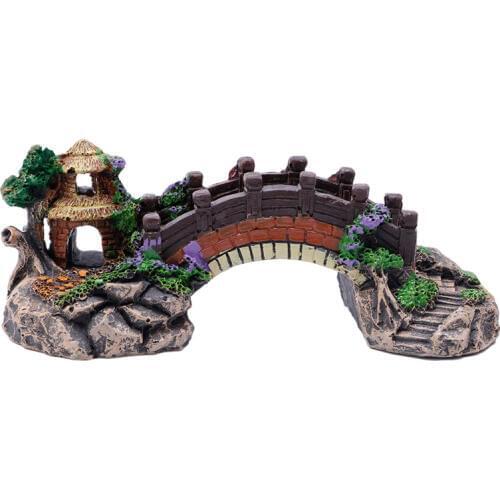 Aquarium Resin Bridge Landscape Fish Tank Ornaments Pavilion Tree Decoration for aquarium