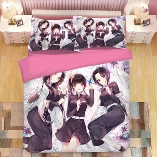 Kawaii Girl Bedding Set Demon Slayer Bed Linen Quilt Duvet Cover Sets Home Decor Single Queen King Size Gift Cute Anime Cartoon