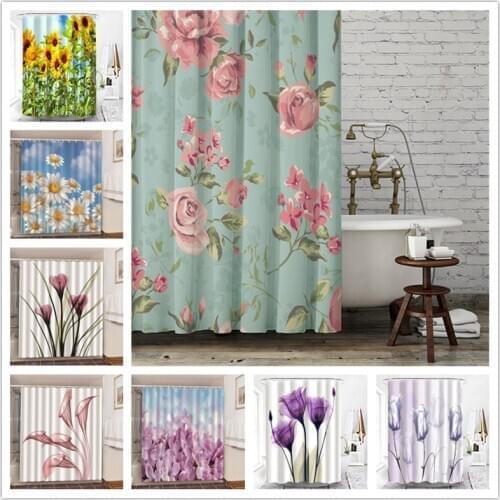 Flower Poster Shower Curtains Waterproof Polyester Fabric Bath Screen Curtain for Home Decoration Bathroom Curtain douchegordijn