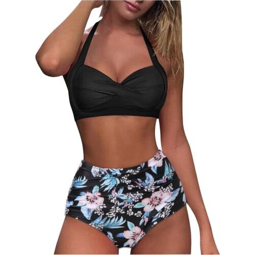 Sexy High Waist Bikini 2021 Halter Stripe Swimwear Women Swimsuit Female High Waist Bikini Set Bodysuit Bathing Suit Biquini