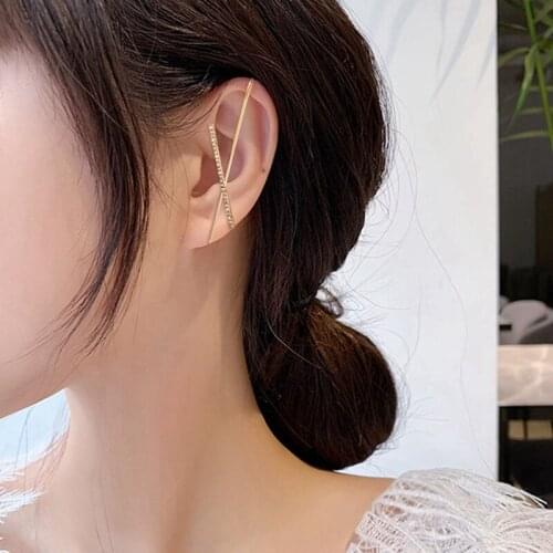 1Pcs Ear Wrap Crawler Hook Earring Crystal Stud Earrings For Woman Lightning Zirconia Climber Earrings Wedding Jewelry