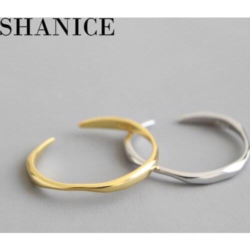 Shanice Simple 925 silver open ring Korean sterling silver open ring INS simple irregular wave lines S925 Thai silver adjustable