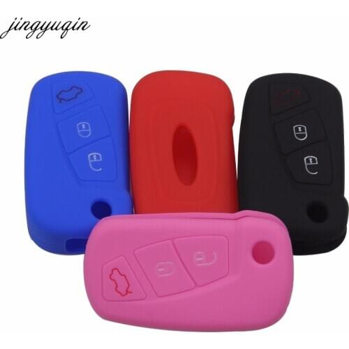 Jingyuqin Silicone 3 Button Remote Flip Key Case Fob Cover Protect Holder For Ford KA Folding Key
