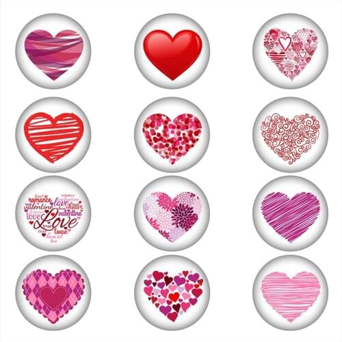 Mixed Glass Snap Button Jewelry LOVE Heart For DIY 18MM Button Snap Bracelet Necklace Jewelry