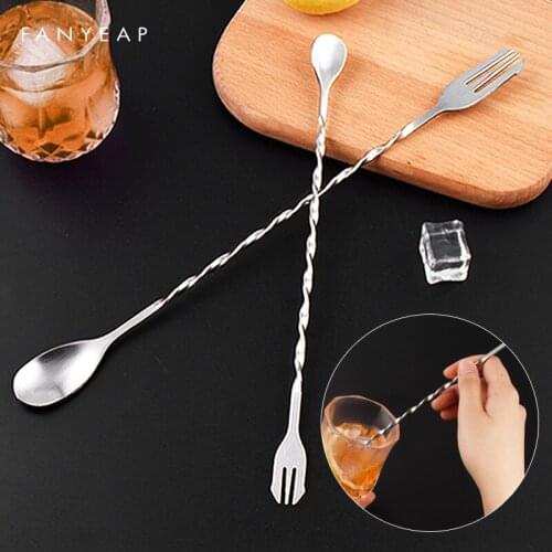 Stirring Rod Cocktail Bar Double Head Cocktail Spoon Kitchenware Stainless Steel Bar Appliances Durable 1Pcs Spiral Shape