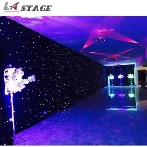 White Blue Show Stage LED Star Curtain Fire Flame Retardant Starlite Wedding Backdrop