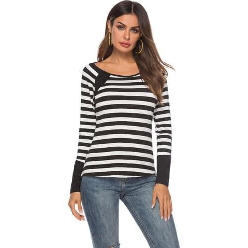 Women T-Shirt 2021 Fashiom O-Neck Striped T Shirts Summer Lomg Sleeve Tops Tight Top Femme Top Tee Tshirt Vestidos De Verano