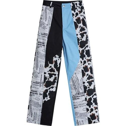 Womens Retro High Waist Jeans Wide Leg Pants 2021 New Blue Casual Printed Classic Harajuku Y2K Loose Straight Denim Pants