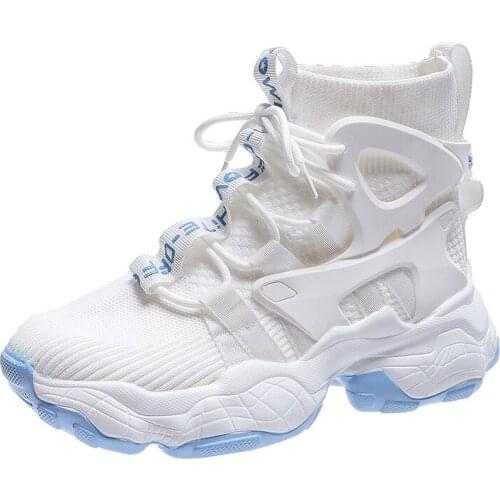 Spring 2021 New Womens Sneakers Air Mesh High Top Sneakers Korean Fashion Tennis Shoes Leisure Breathable Sports Running Shoes