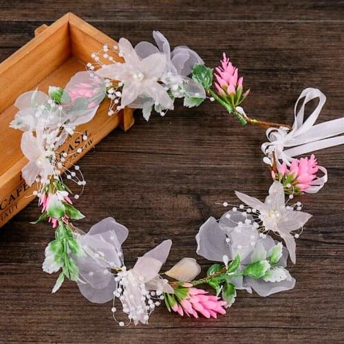 New Pink Summer Fashion Women Lady Girls Wedding Flower Wreath Crown Headband Floral Garlands Hairband Hair Accessories