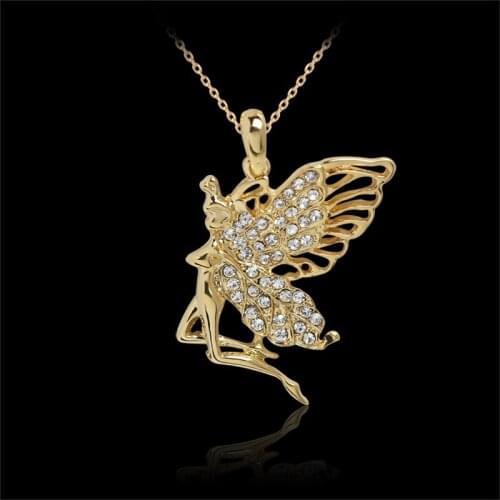 Angel Girl Pendant Electroplating Gold Necklace Womens Jewelry European and American Retro Exaggerated Necklace
