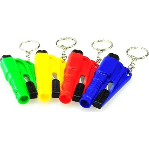 1PC 3 in 1 Car Security Keychain Hammer Spring Type Escape Hammer Window Breaker Escape Tool