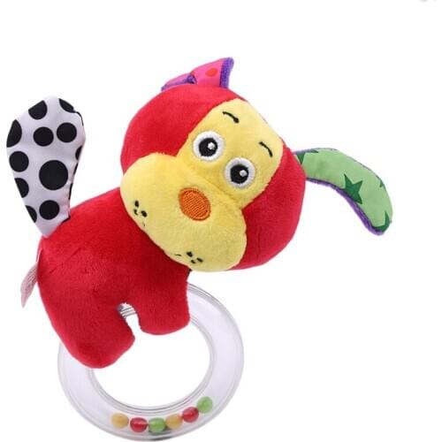 1Pcs Cute Baby Rattle Toy Cartoon Animal Stuffed Ring Bell Rattle Sheep Puppy Cattle Donkey Monkey Shape Plush Handbell Rattle