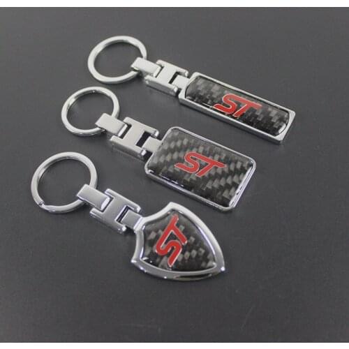 10X Fashion Carbon Metal Fiber Key Ring Key Chain for Ford ST logo Focus 2 3 4 ECOSPORT MONDEO Explorer car styling Accessories