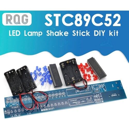 16 Bits POV LED Stick Light Rocker Diy Kit Shaking STC89C52 51 Microcontroller Electronic Solder Kits Blue / 9Red Display
