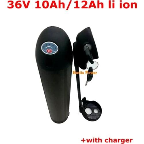 36v 12ah 10AH li-ion bateria 18650 36V 10Ah lithium battery BMS black Water bottle battery for 500w ebike bicycle +2A Charger