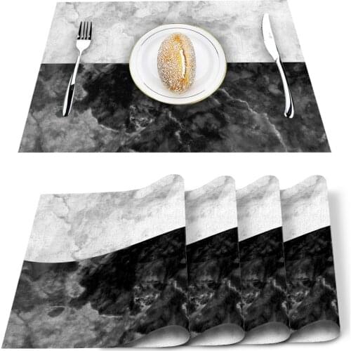 4/6pcs Set Table Mats White Black Marble Natural Printed Table Napkin Kitchen Accessories Home Party Decorative Placemats