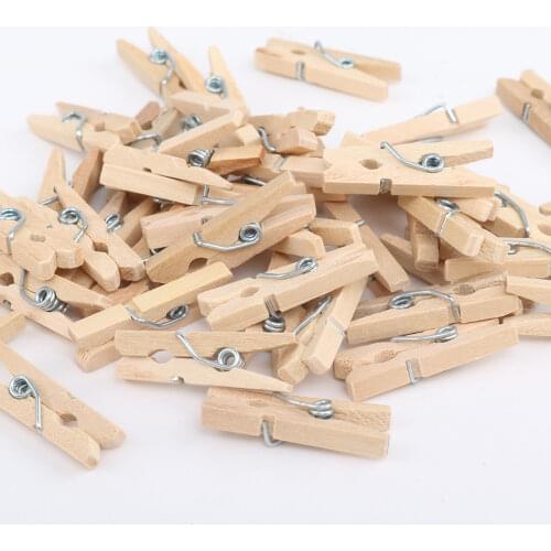 50/100PCS 2.5CM Mini Natural Wooden Clothes Photo Paper Clothespin Craft Clips Portable Wood Clamp