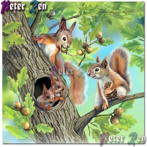 5d animal Cute squirrel family Diamond Painting Embroidery DIY Square or round Mosaic Cross stitch Rhinestone Home Decoration
