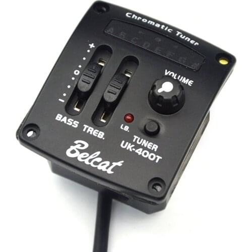 Belcat UK-400T 2Band Equalizer Preamp Ukulele Pickup Omega-ll Piezo cable pickup 2 Band EQ with Chromatic LED tuner