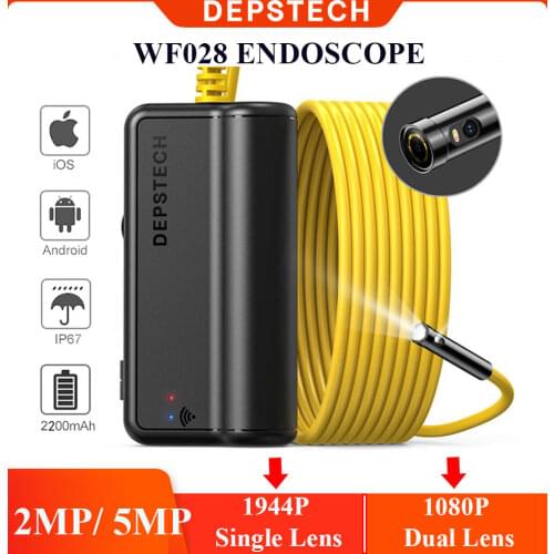 DEPSTECH Wireless Endoscope Dual Lens Wifi Borescope 2MP / 5MP Zoomable Inspection Camera for Android & iOS Smartphone Tablet