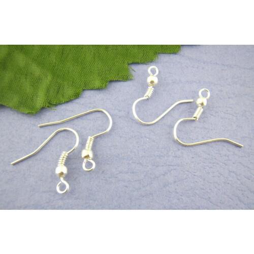 Doreen Box hot- 100 Pairs Silver color Ear Wire Hooks (Lead & Nickel free) 18x19mm (B00553)