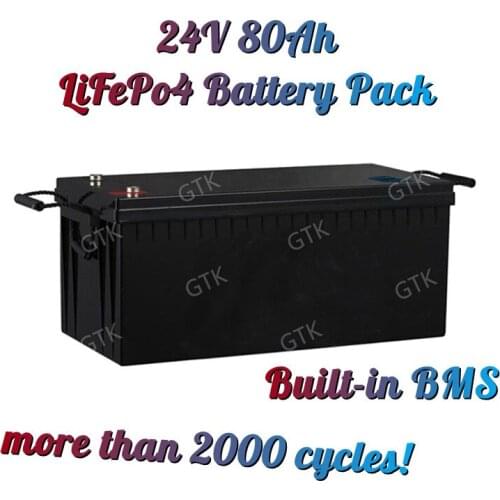 GTK 24V 80Ah Customized LiFePo4 Battery Pack With 8S BMS +10A Charger For Motorcycle Tricycle RV AGV Air Conditioner