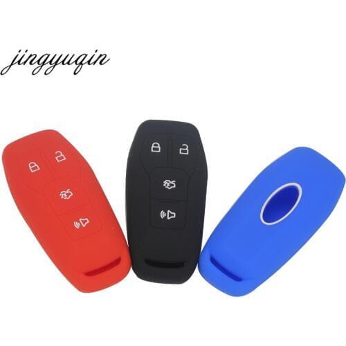 Jingyuqin 30pcs/lot Smart Keyless Silicone Cover for FORD Mustang Fusion Explorer Edge F-150 Remote Key Case Holder Bag 4 Button