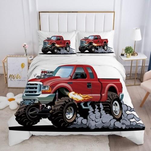 Cartoon Childrens Bedding set for kids baby girls Duvet cover set pillow case Bed linens Quilt cover 135 140x200 Car tail gas